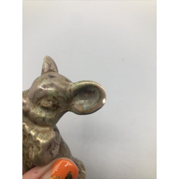 Vintage Ceramic Cute Mouse Eating Cheese Figurine Drip Glazed AS IS - Picture 6 of 9